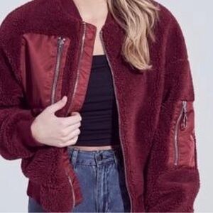 Blue Blush Burgundy Teddy Jacket